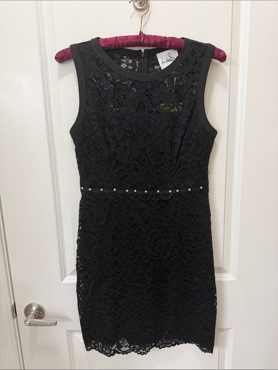 Sam Edelman Dresses & Skirts - Sam Edelman Black Lace Pearl-Trim Sleeveless Mini Dress